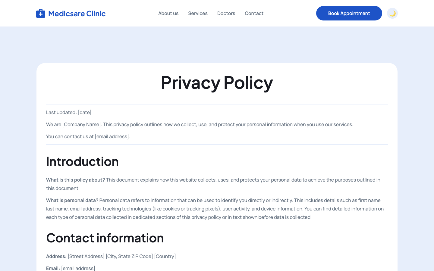 Medicsare website template — page 8