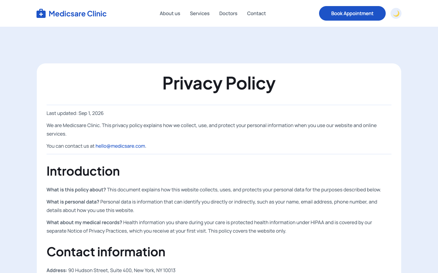 Medicsare website template preview 8