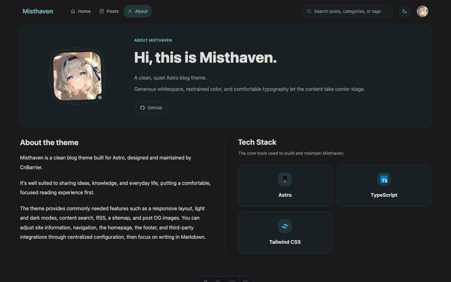 Misthaven website template — page 3