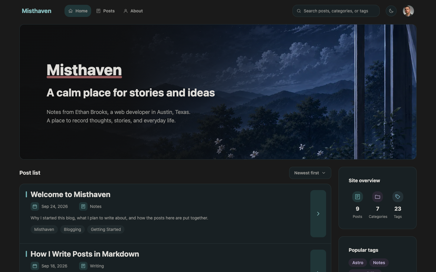 Misthaven website template preview 2