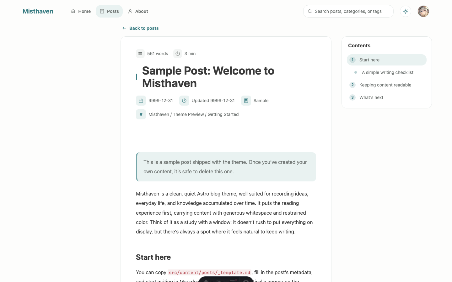 Misthaven website template — page 4