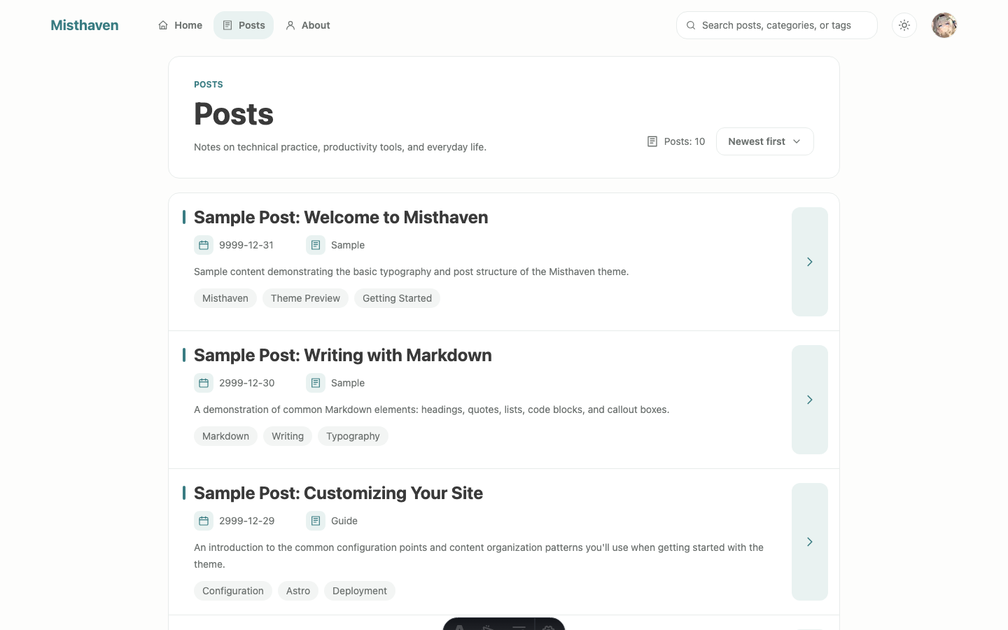 Misthaven website template — page 5