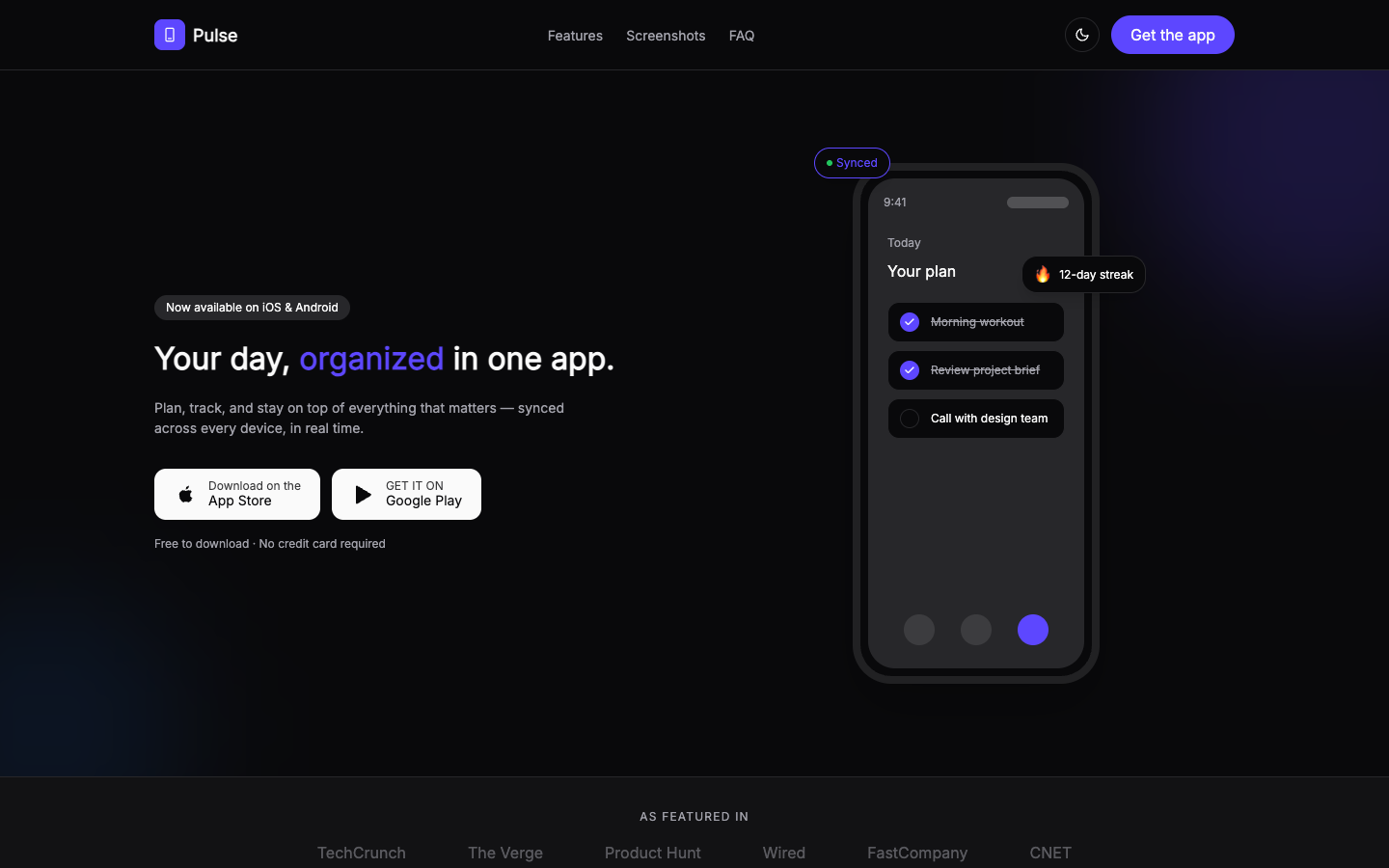 Mobile App Landing website template preview 2