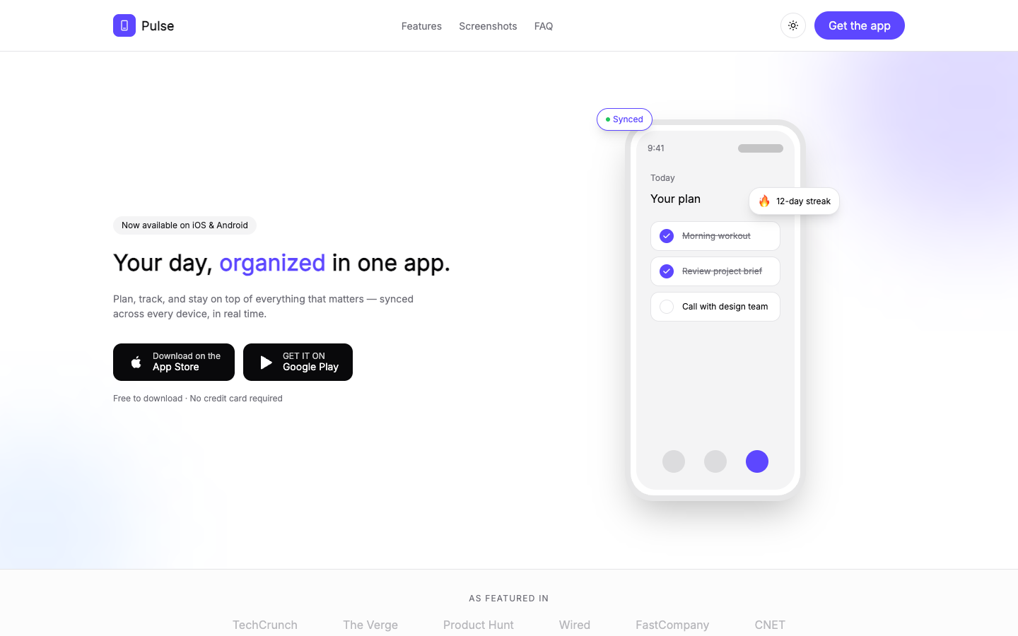 Mobile App Landing website template preview