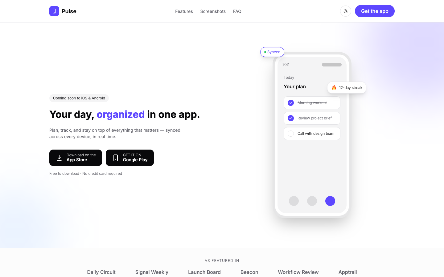 Mobile App Landing website template preview