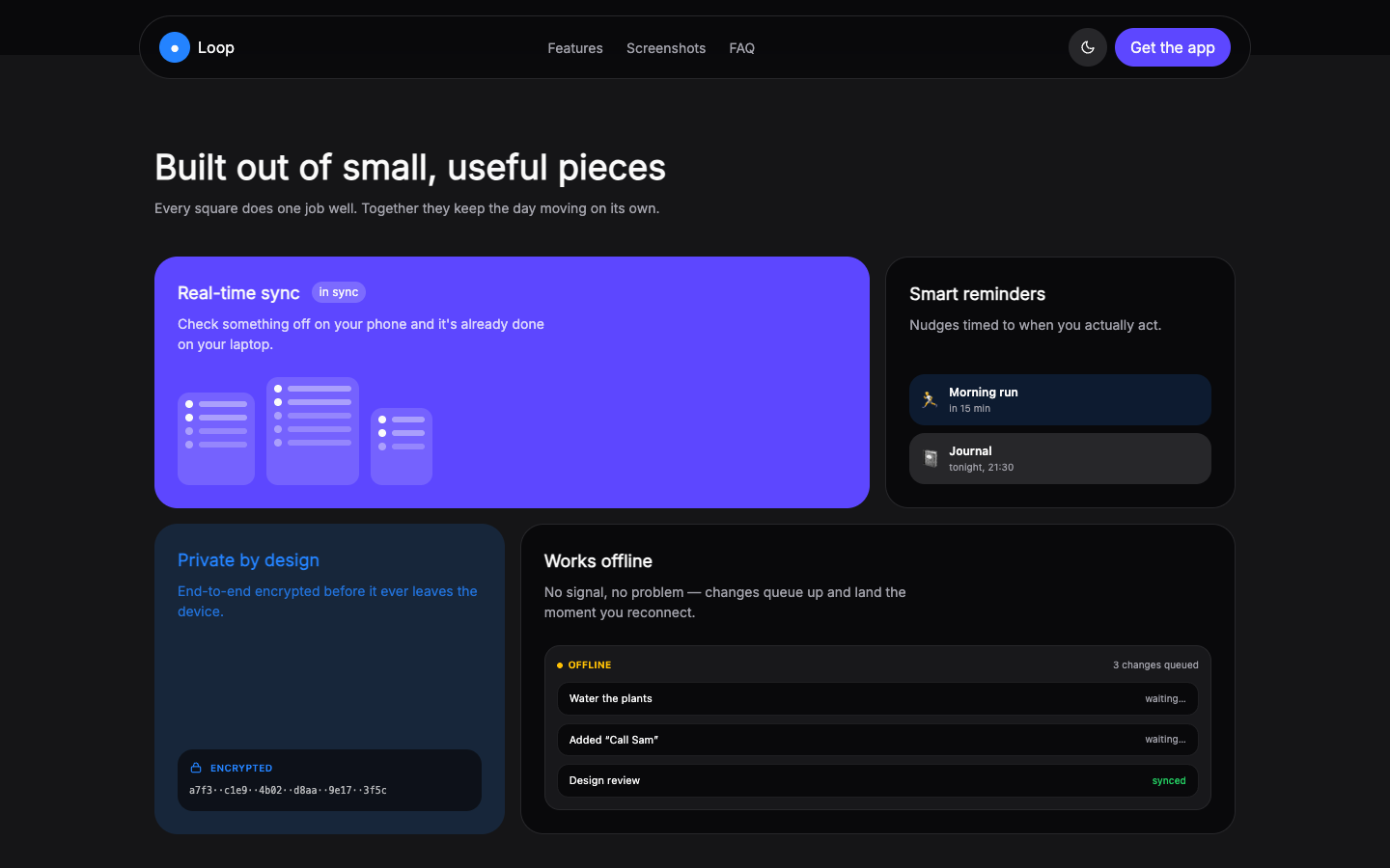 Mobile App Landing — Bento website template preview 4