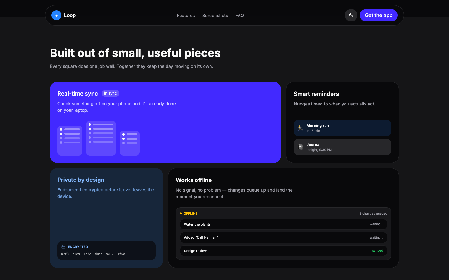 Mobile App Landing — Bento website template preview 4