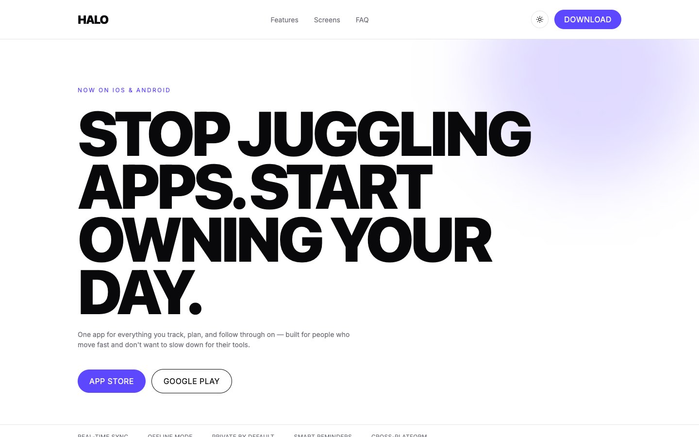Mobile App Landing — Bold website template preview