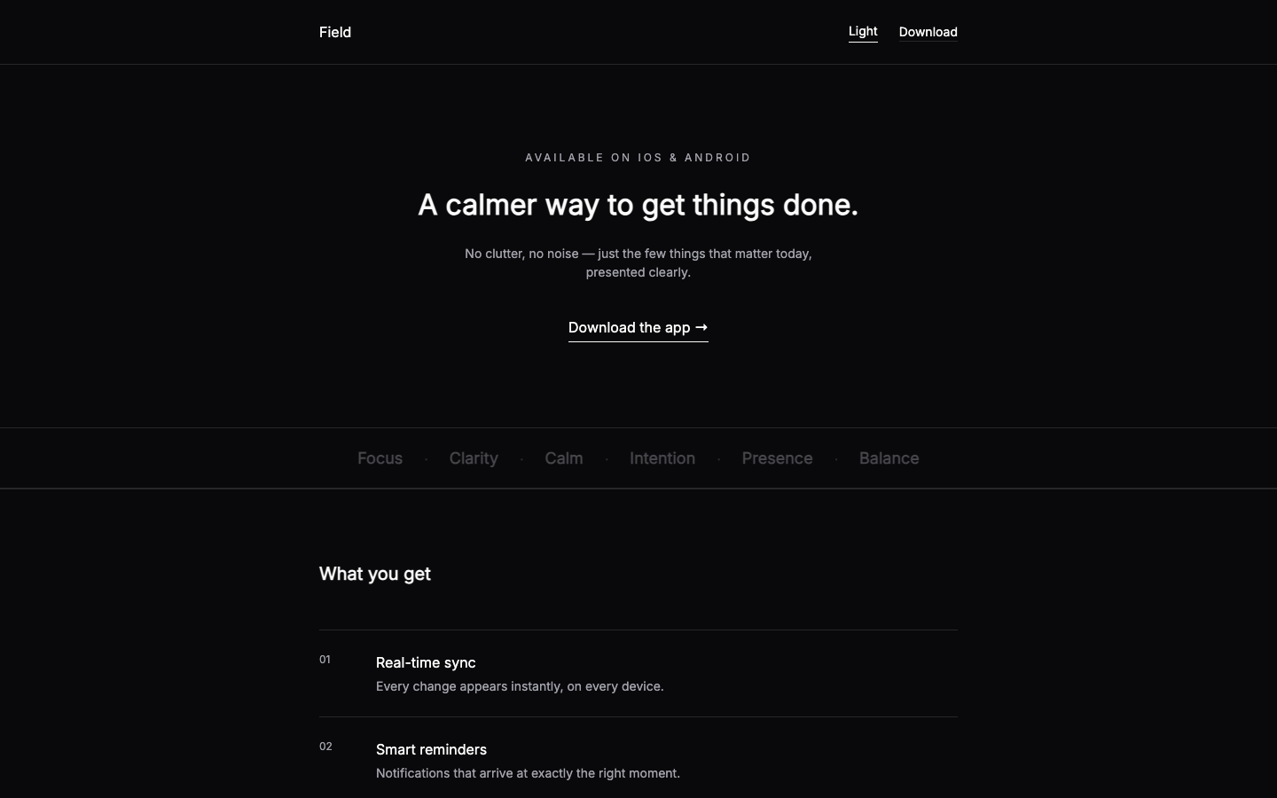Mobile App Landing — Minimal website template preview 2