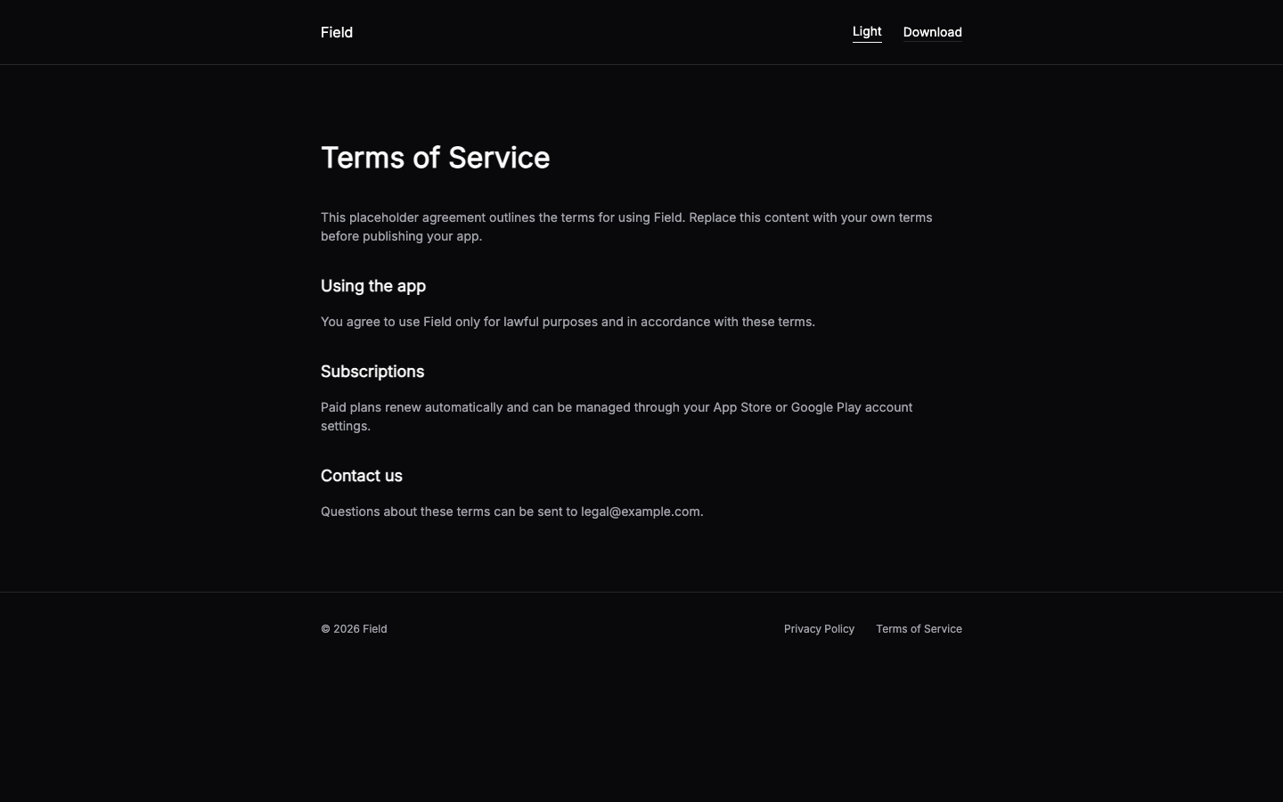 Mobile App Landing — Minimal website template preview 7