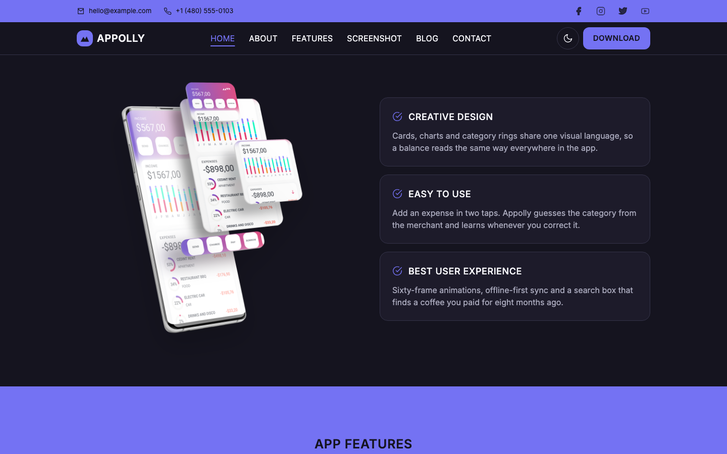 Appolly website template preview 4