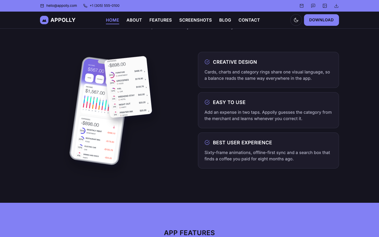 Appolly website template preview 4