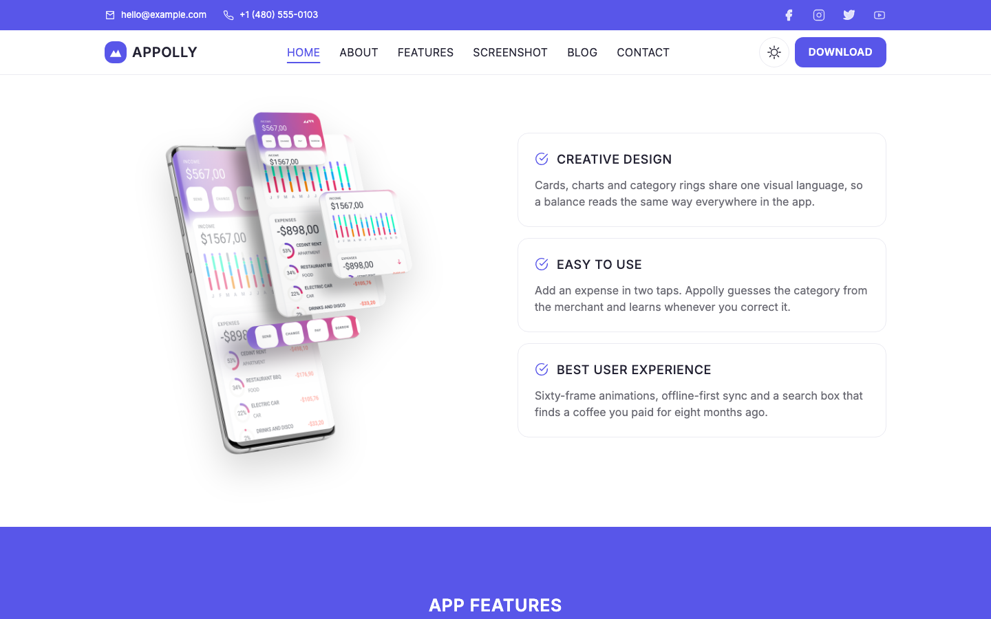 Appolly website template preview 3