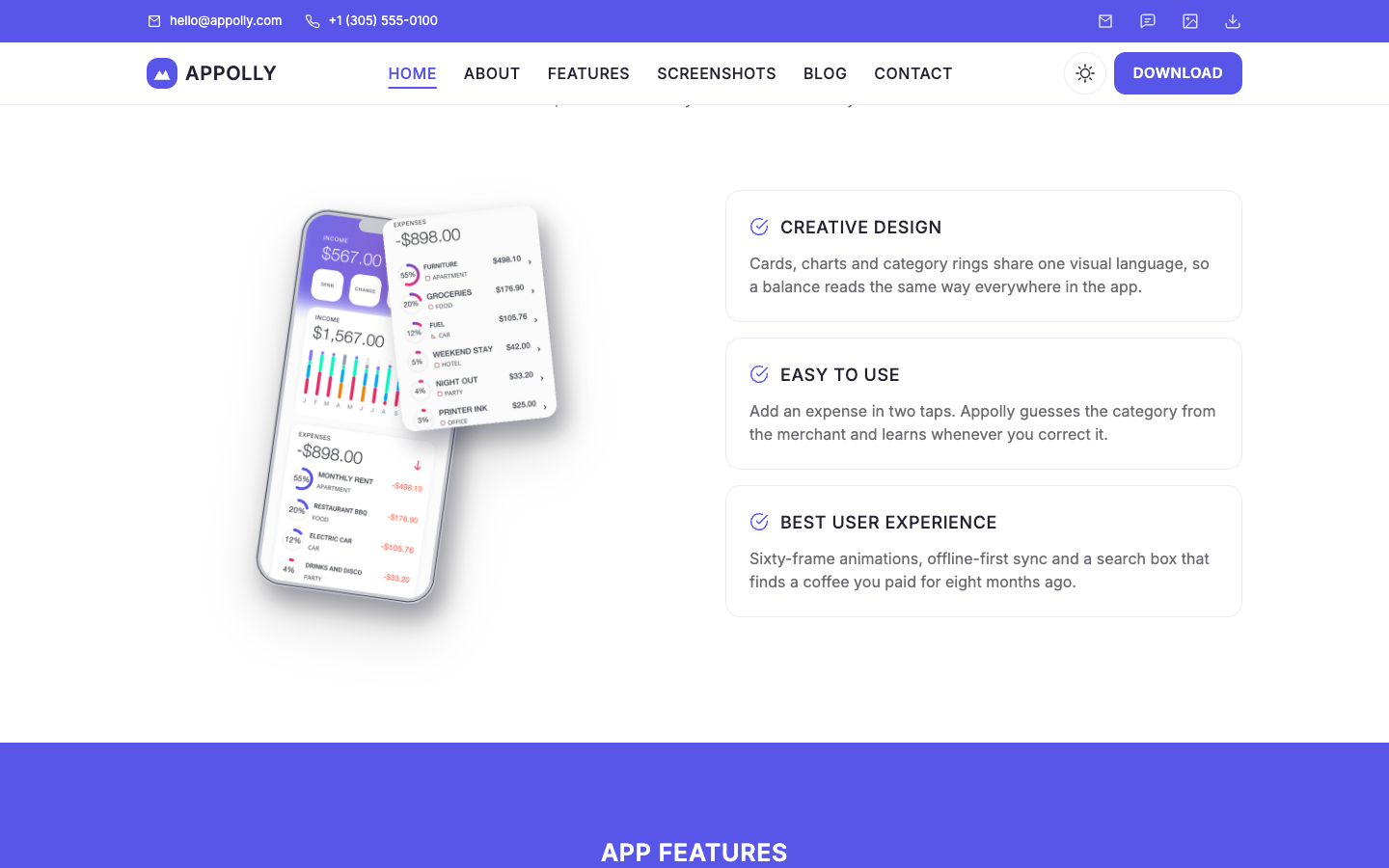 Appolly website template preview 3