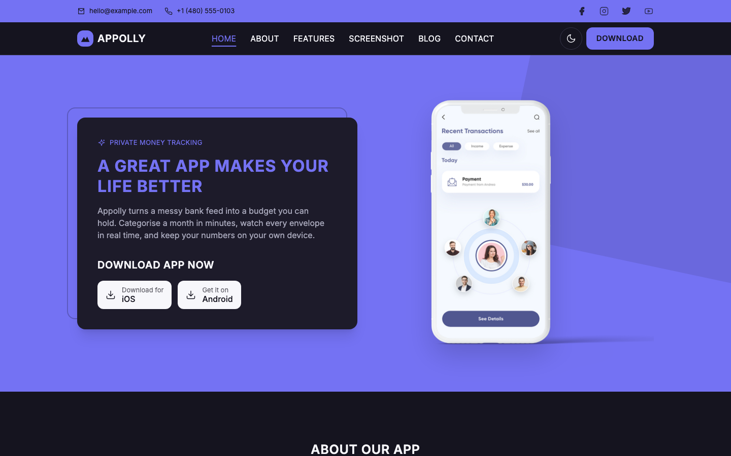 Appolly website template preview 2