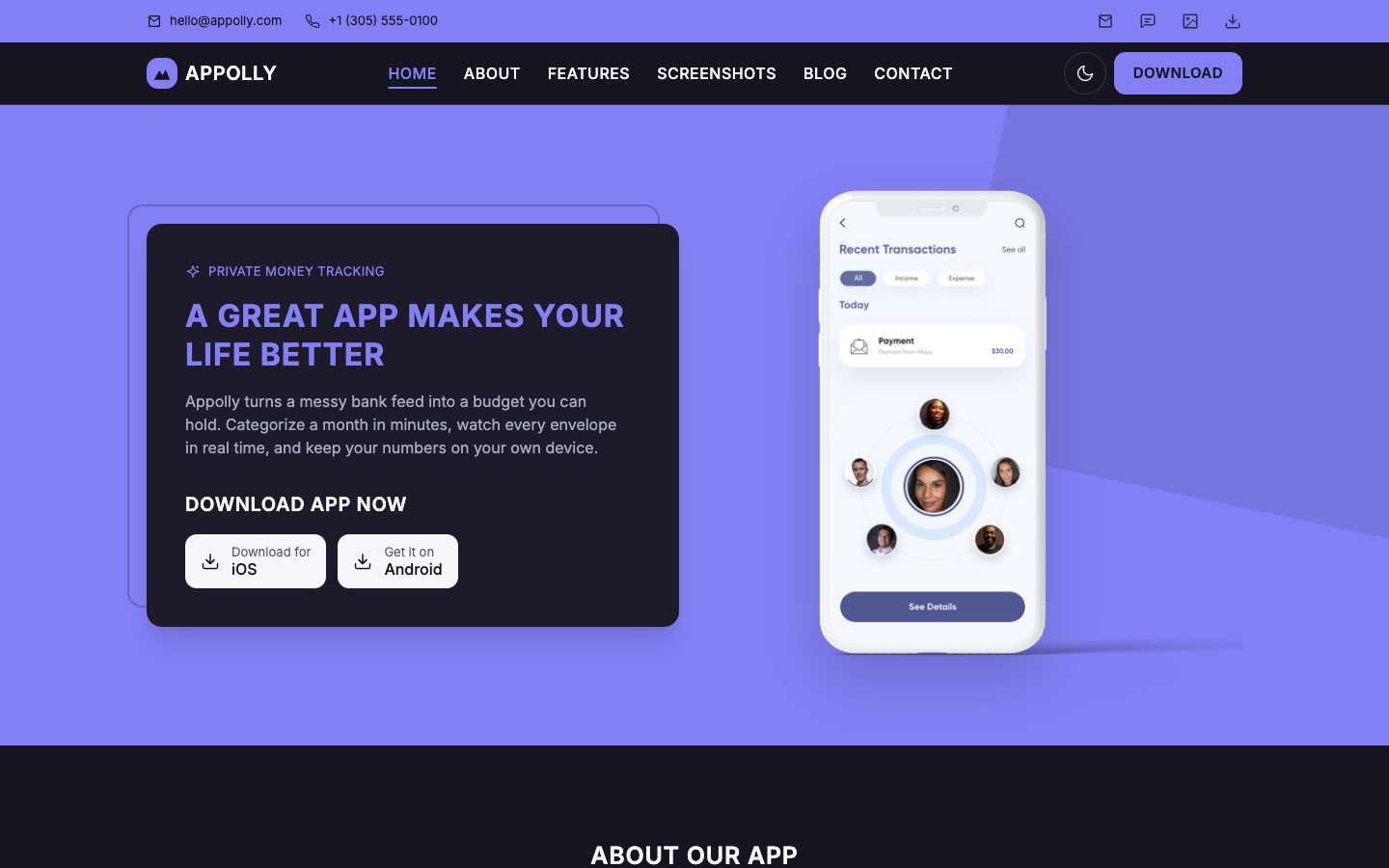 Appolly website template preview 2