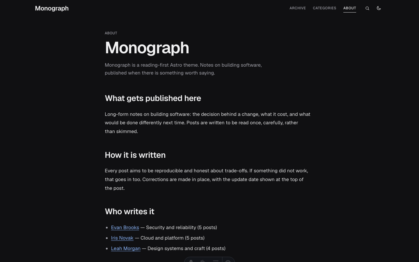 Monograph website template — page 3