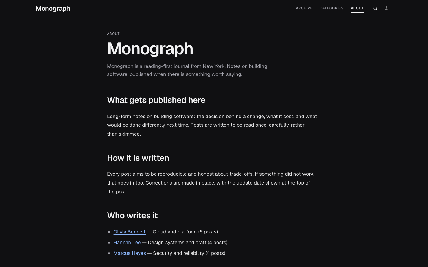 Monograph website template preview 3
