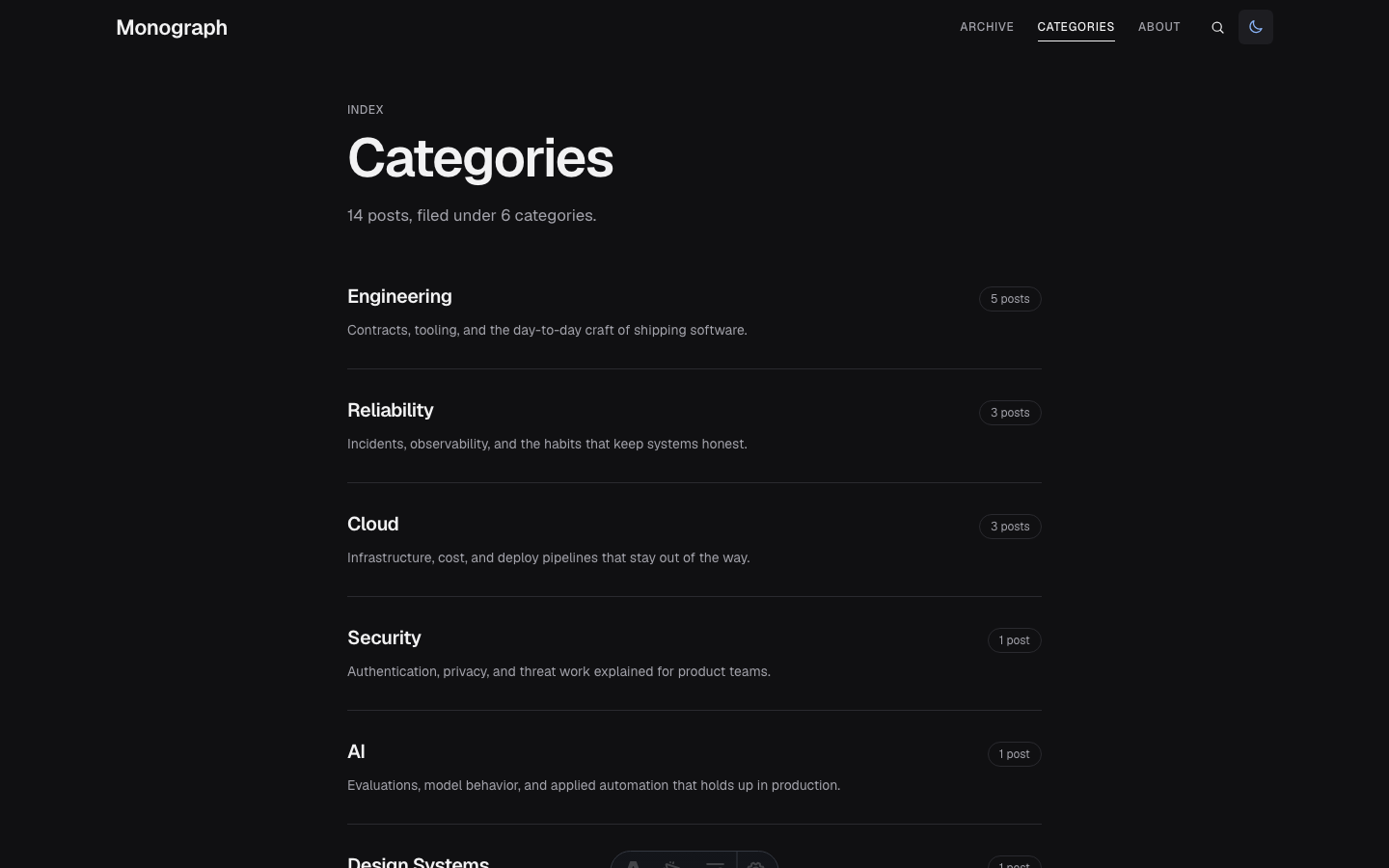 Monograph website template — page 4