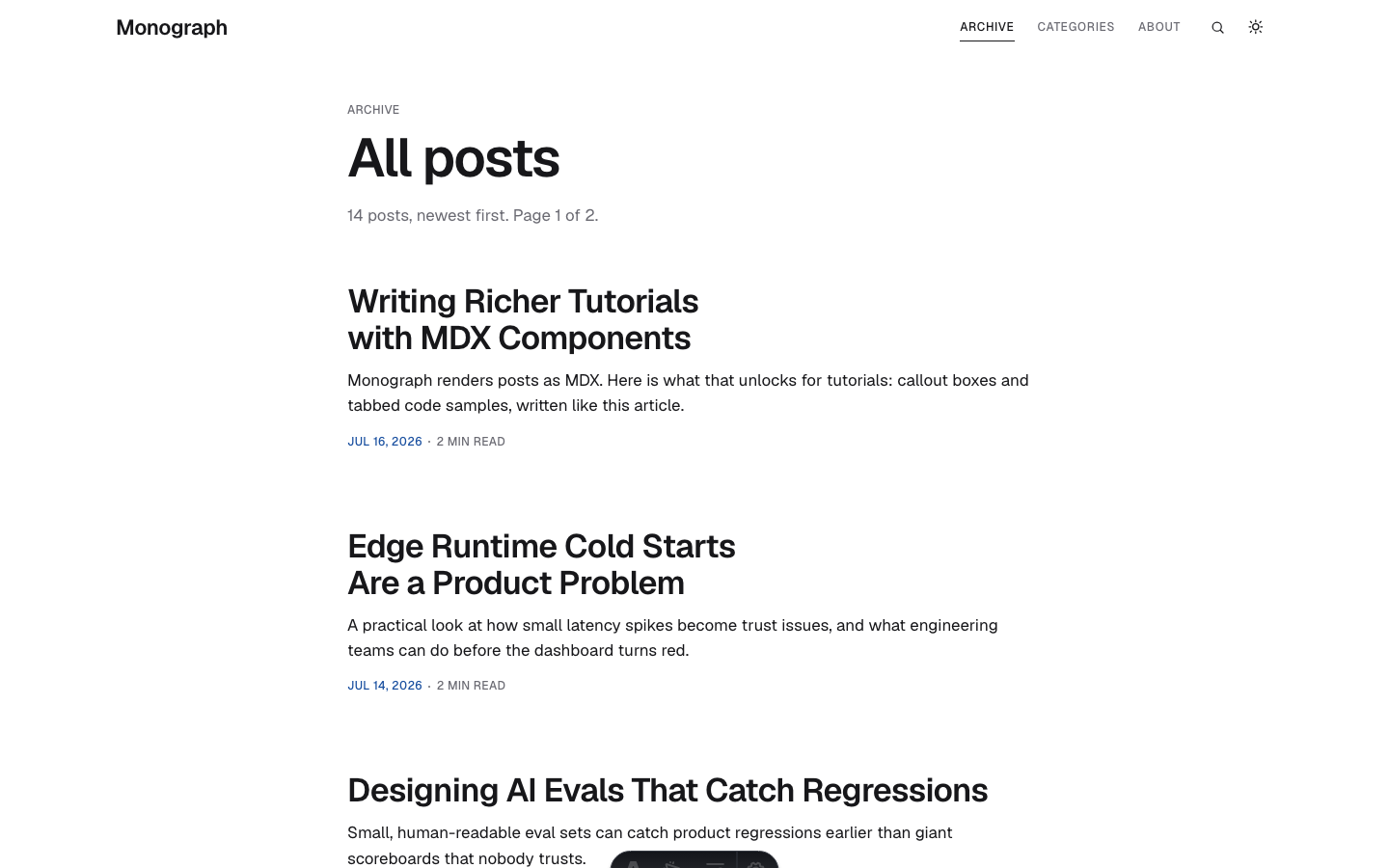 Monograph website template — page 9