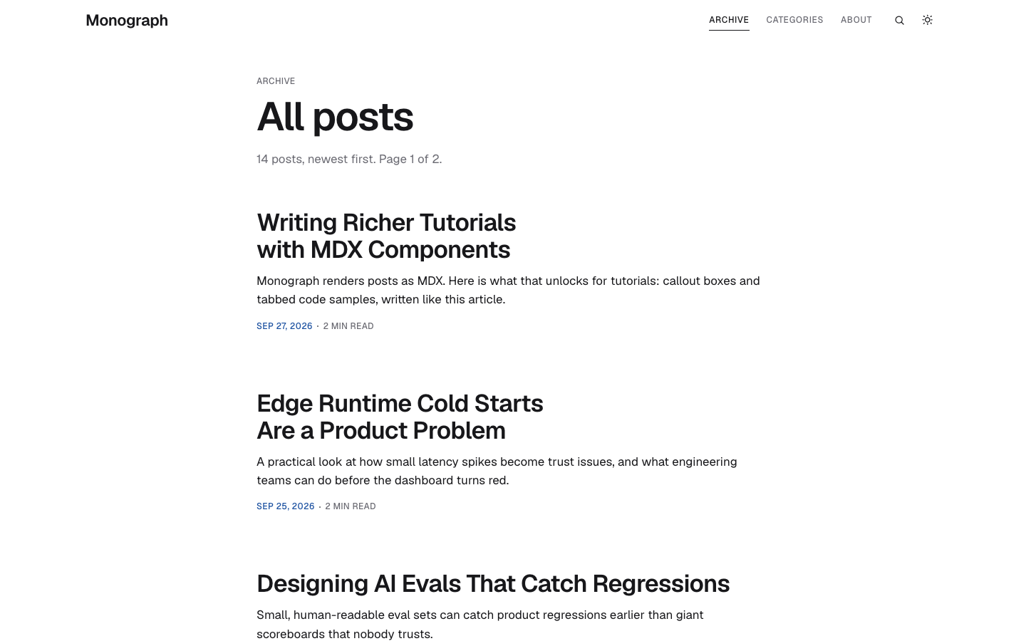 Monograph website template preview 9