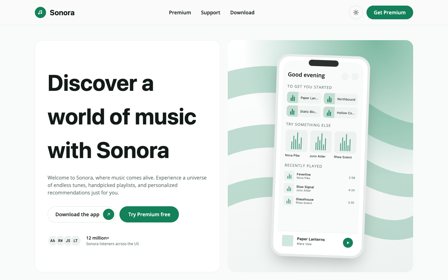 Sonora website template preview