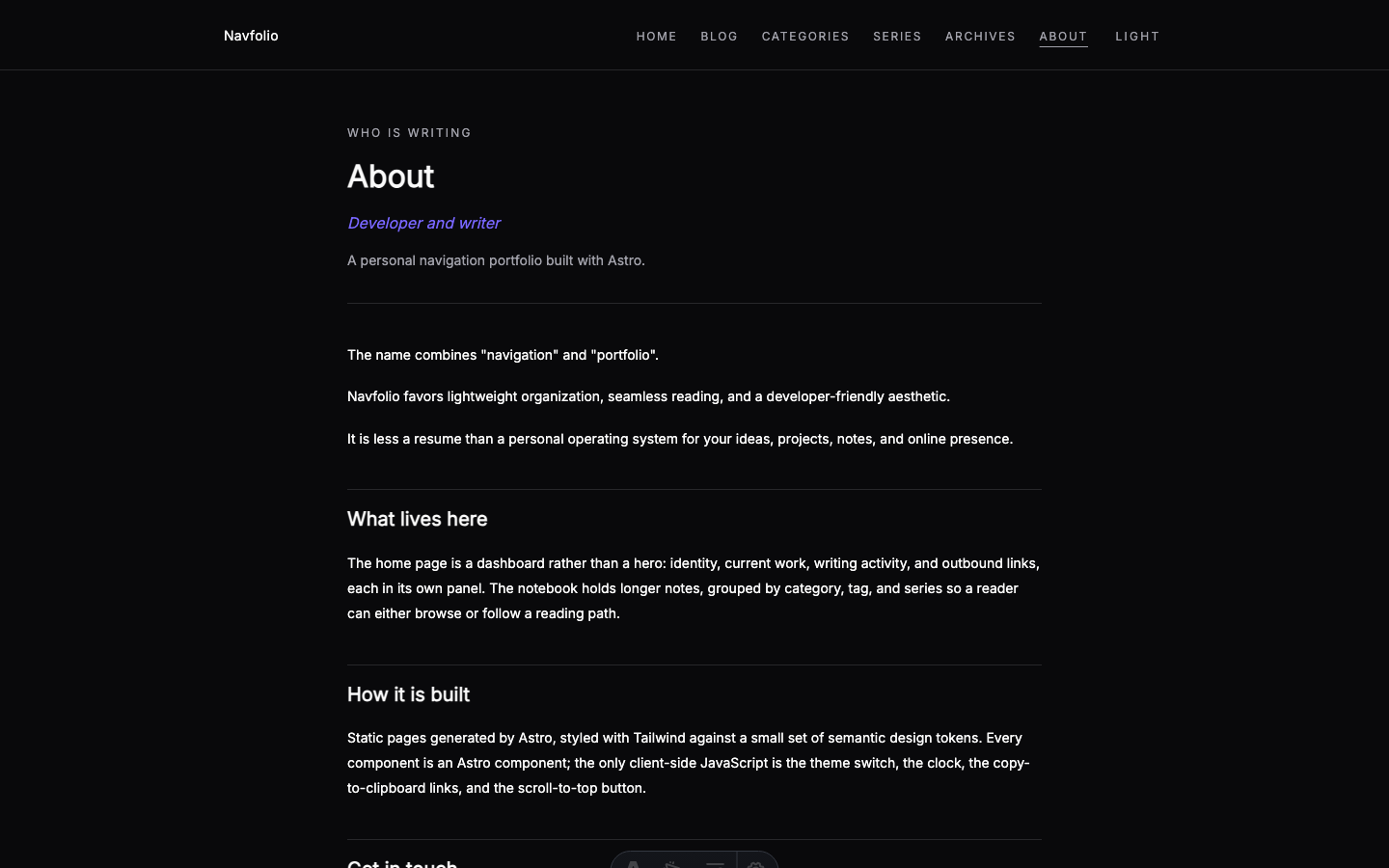 Navfolio website template — page 3