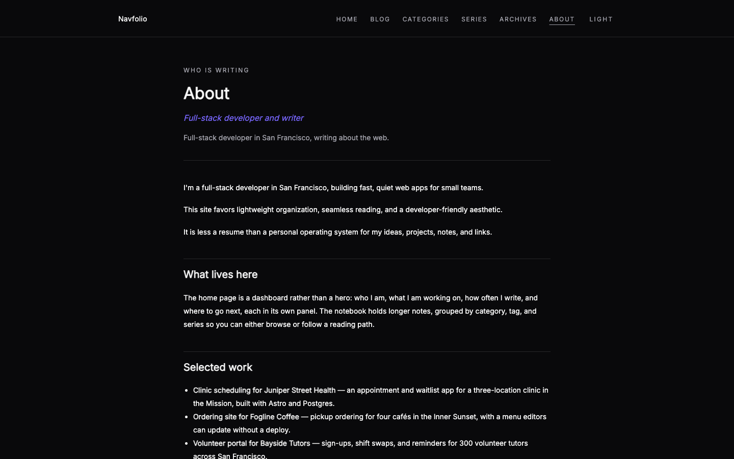 Navfolio website template preview 3