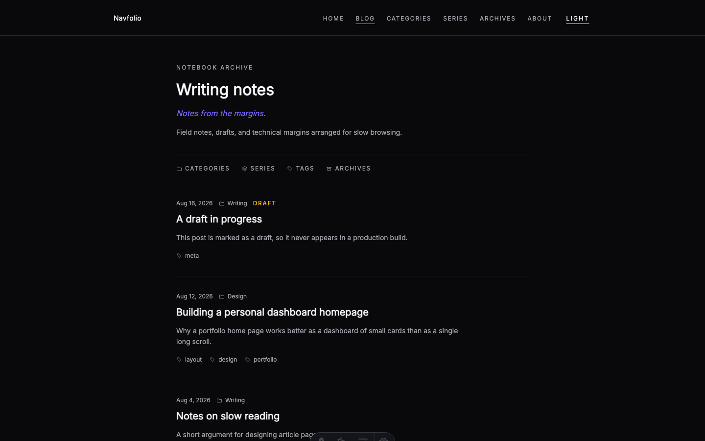 Navfolio website template — page 6