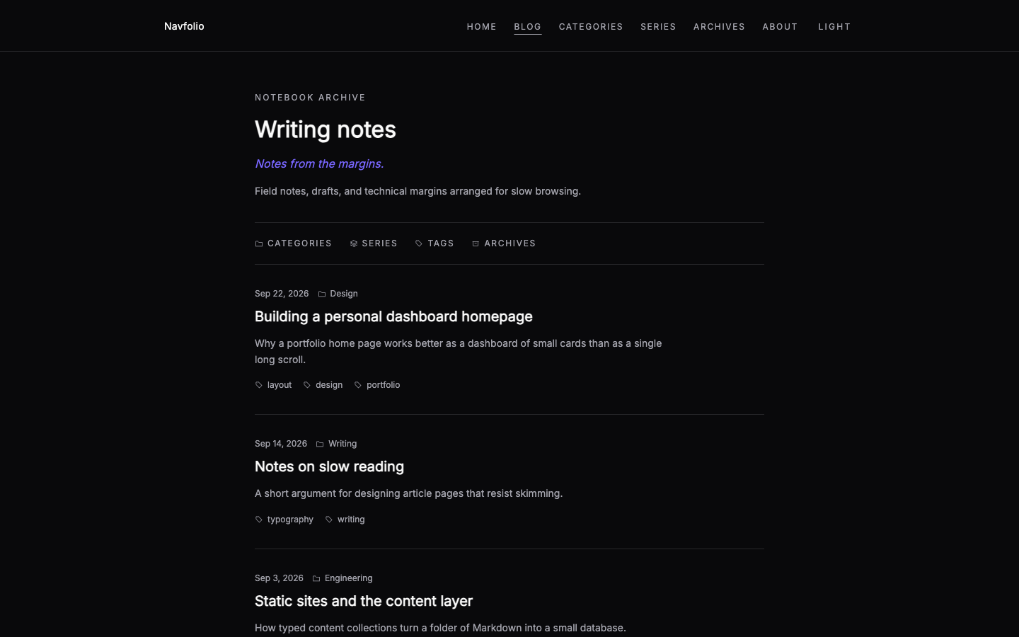 Navfolio website template preview 6