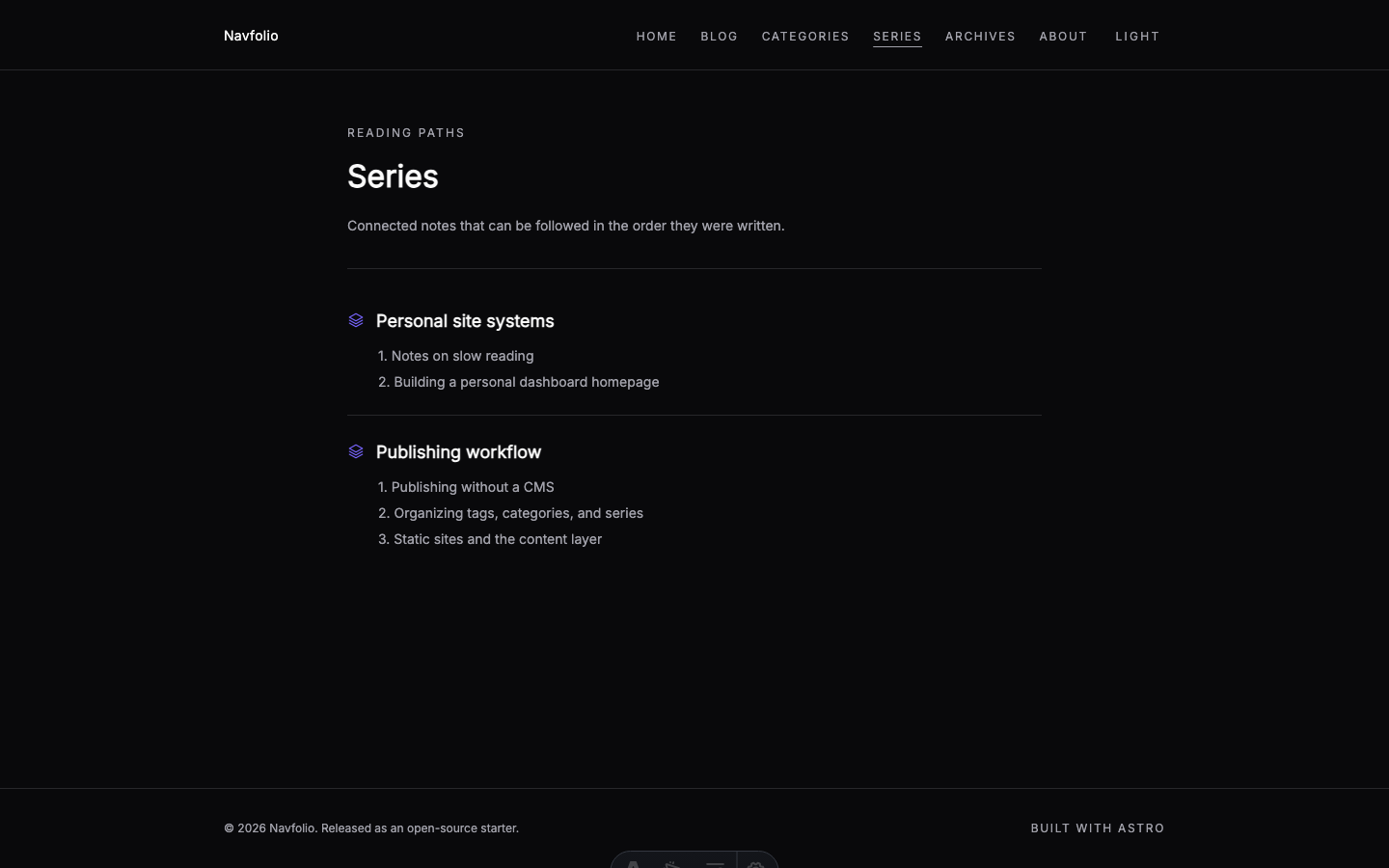 Navfolio website template — page 7