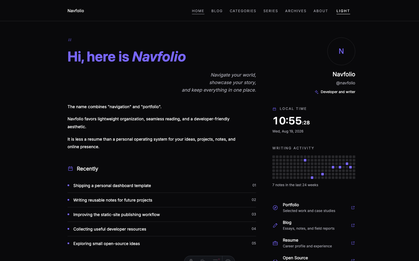 Navfolio website template — page 2
