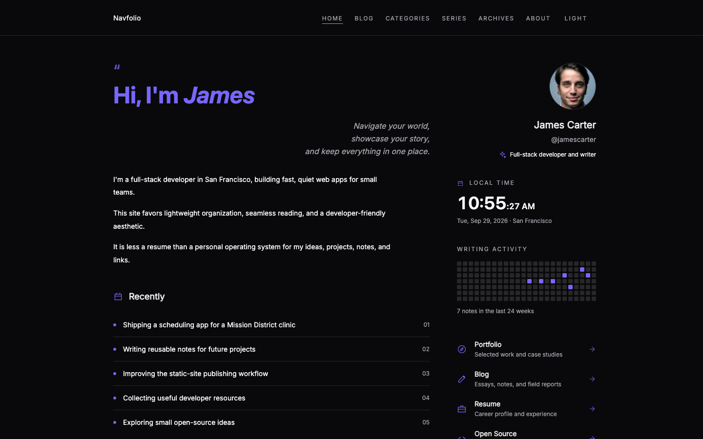 Navfolio website template preview 2
