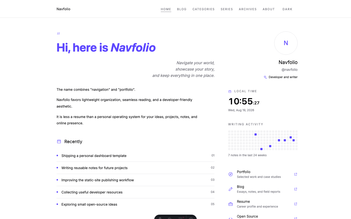 Navfolio website template preview