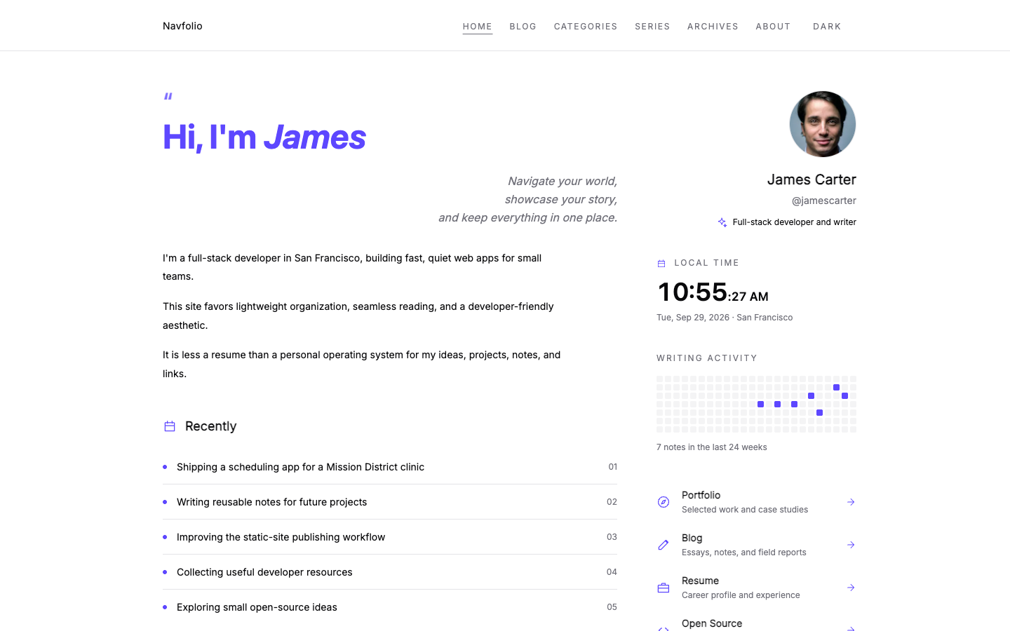Navfolio website template preview