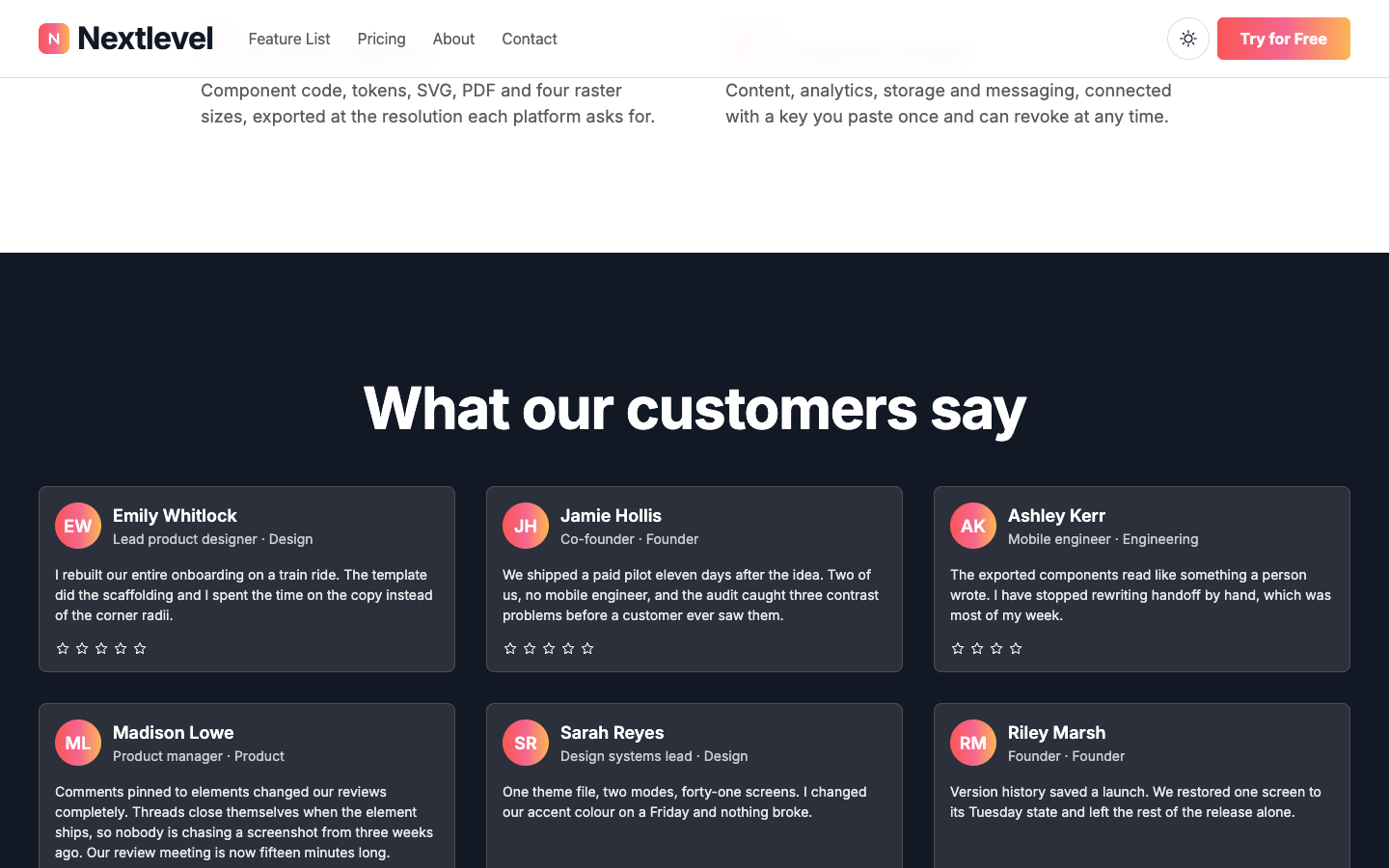 Nextlevel website template preview 5