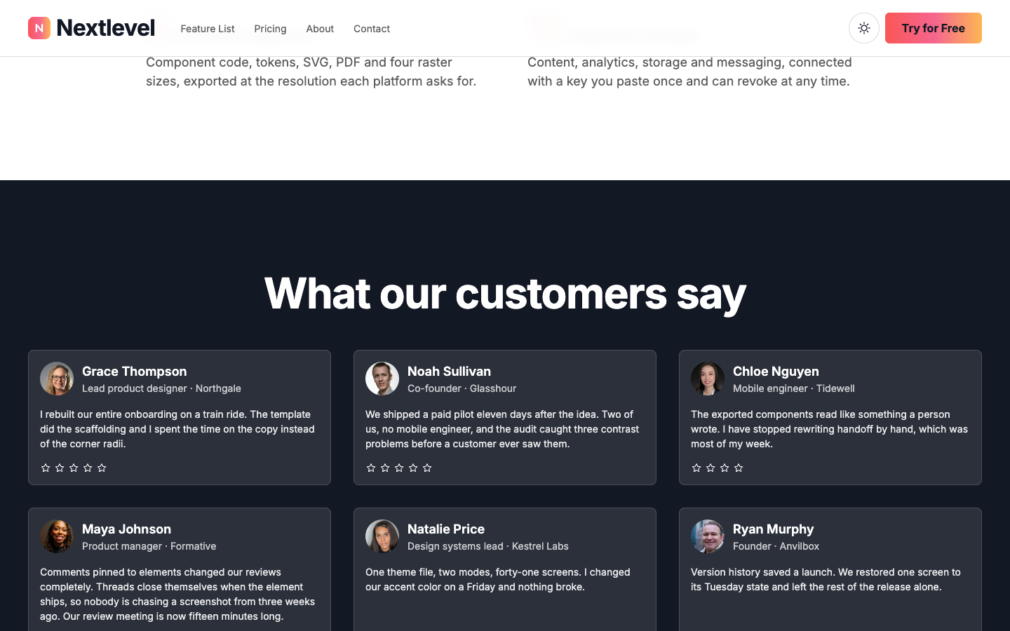 Nextlevel website template preview 5