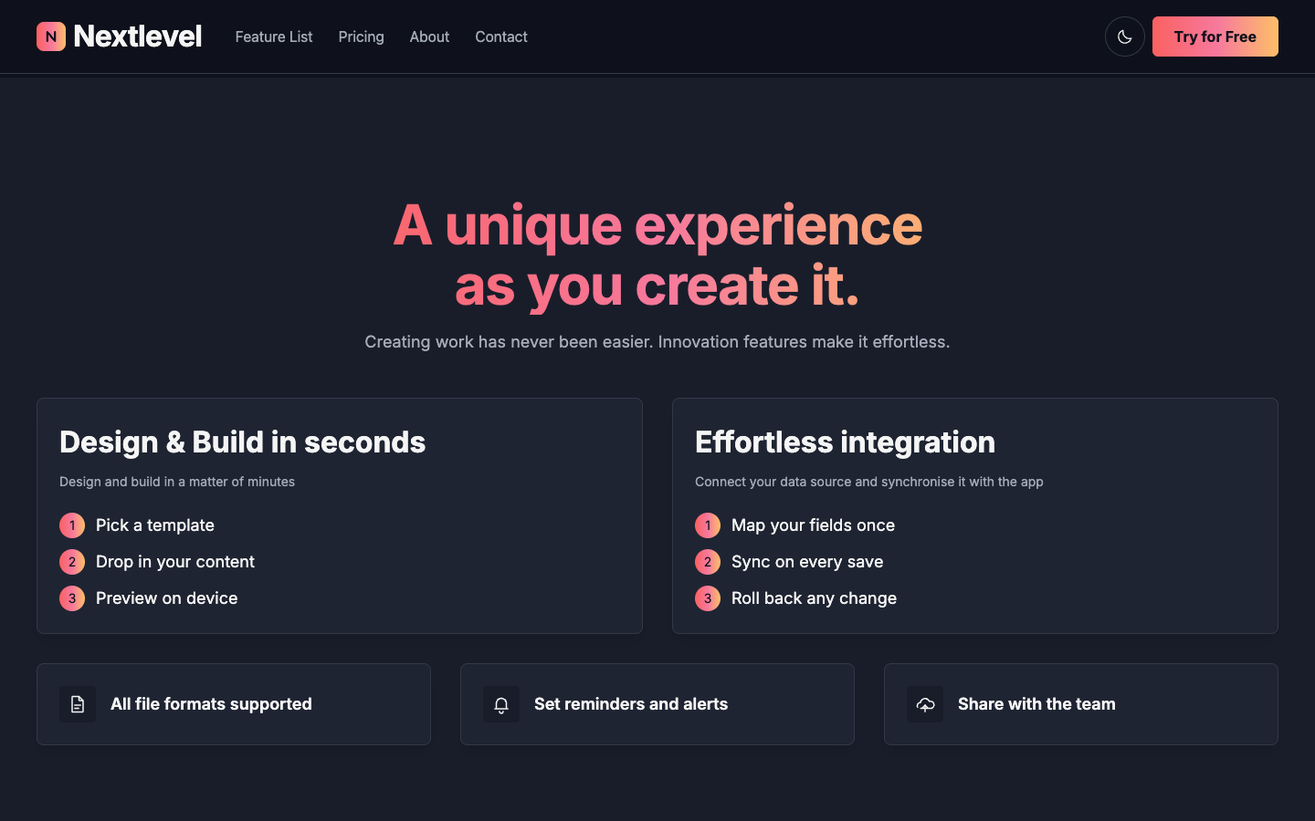Nextlevel website template preview 4