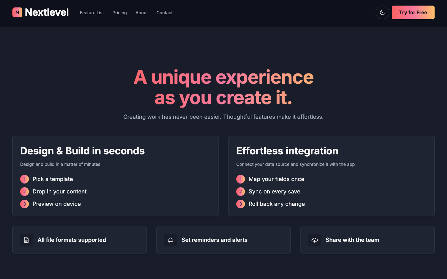 Nextlevel website template preview 4