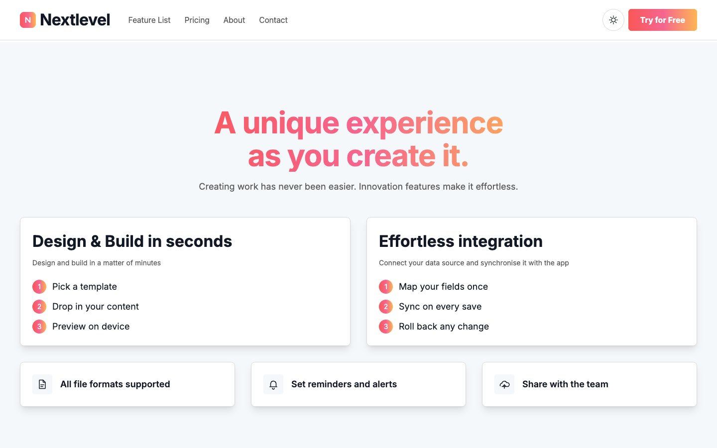 Nextlevel website template preview 3