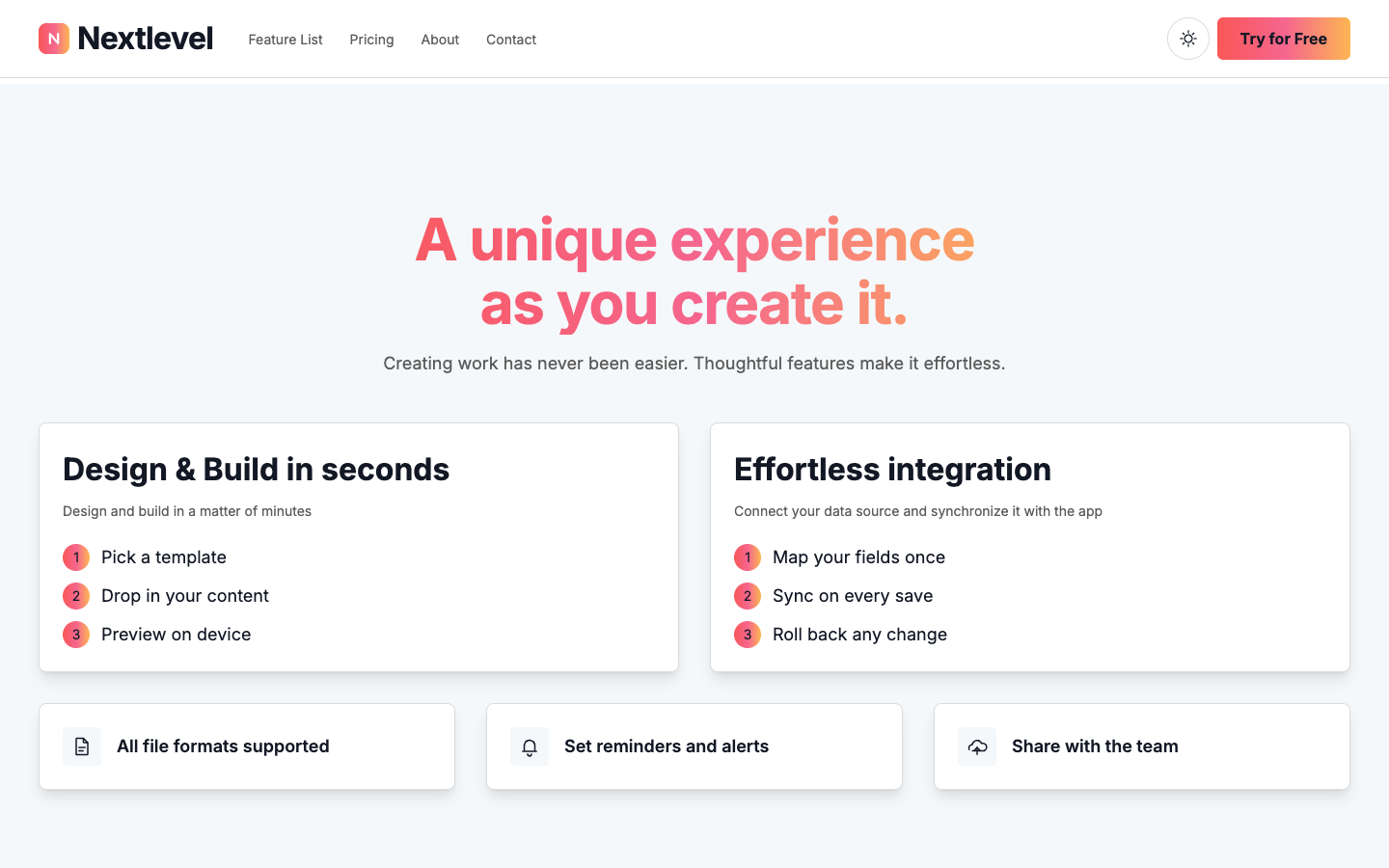 Nextlevel website template preview 3