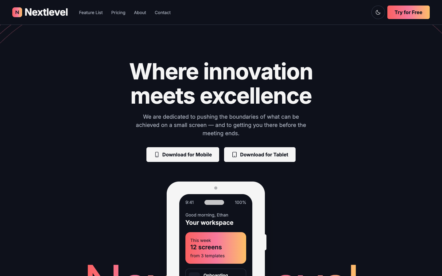 Nextlevel website template preview 2