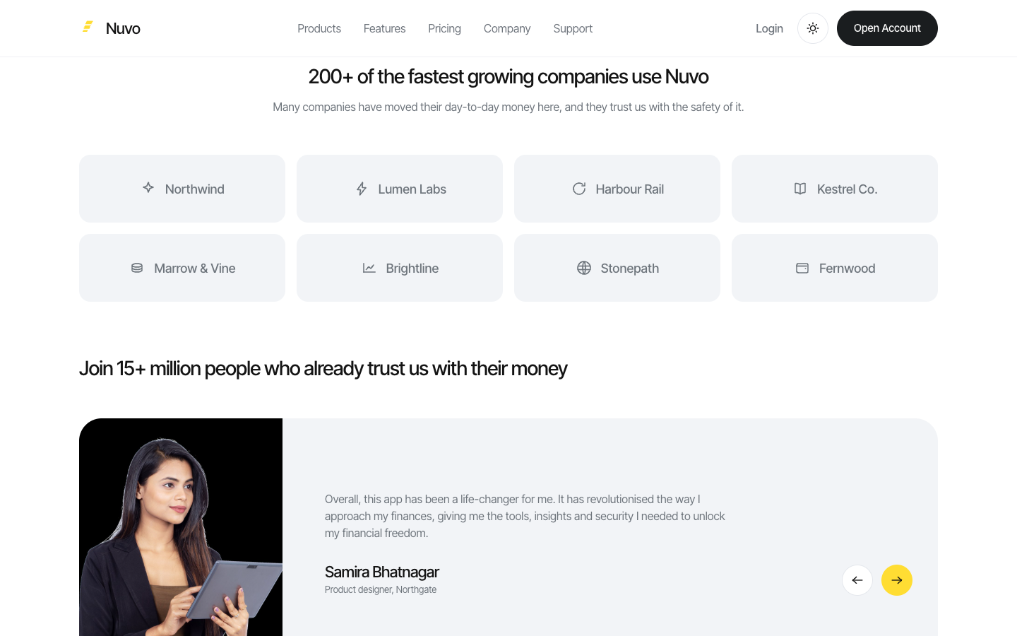 Nuvo Bank website template preview 5