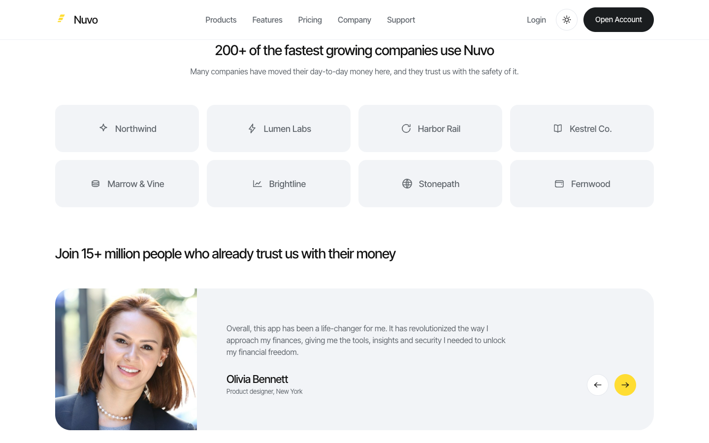 Nuvo Bank website template preview 5