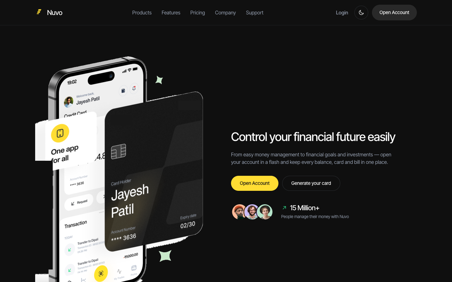 Nuvo Bank website template preview 2