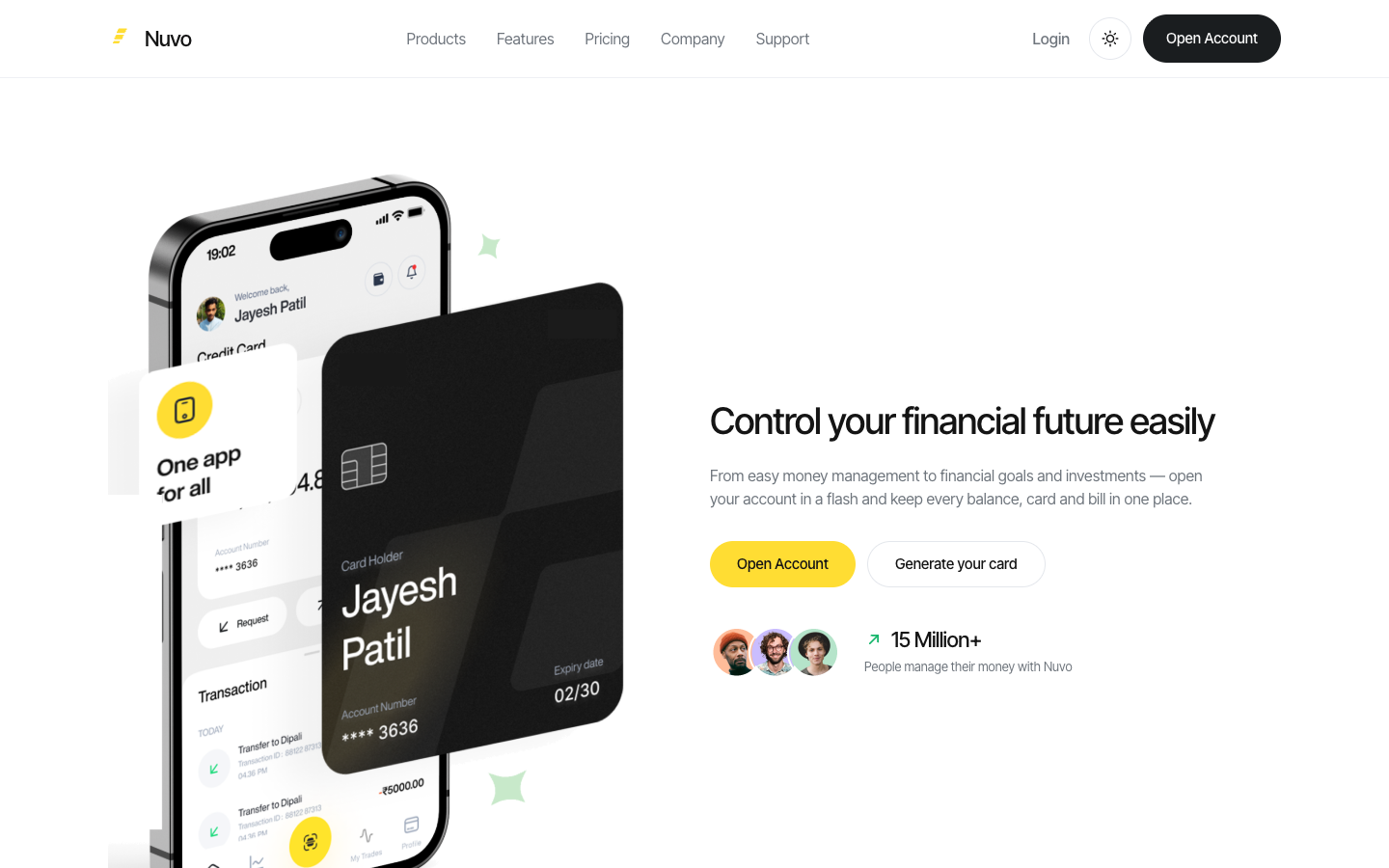 Nuvo Bank website template preview
