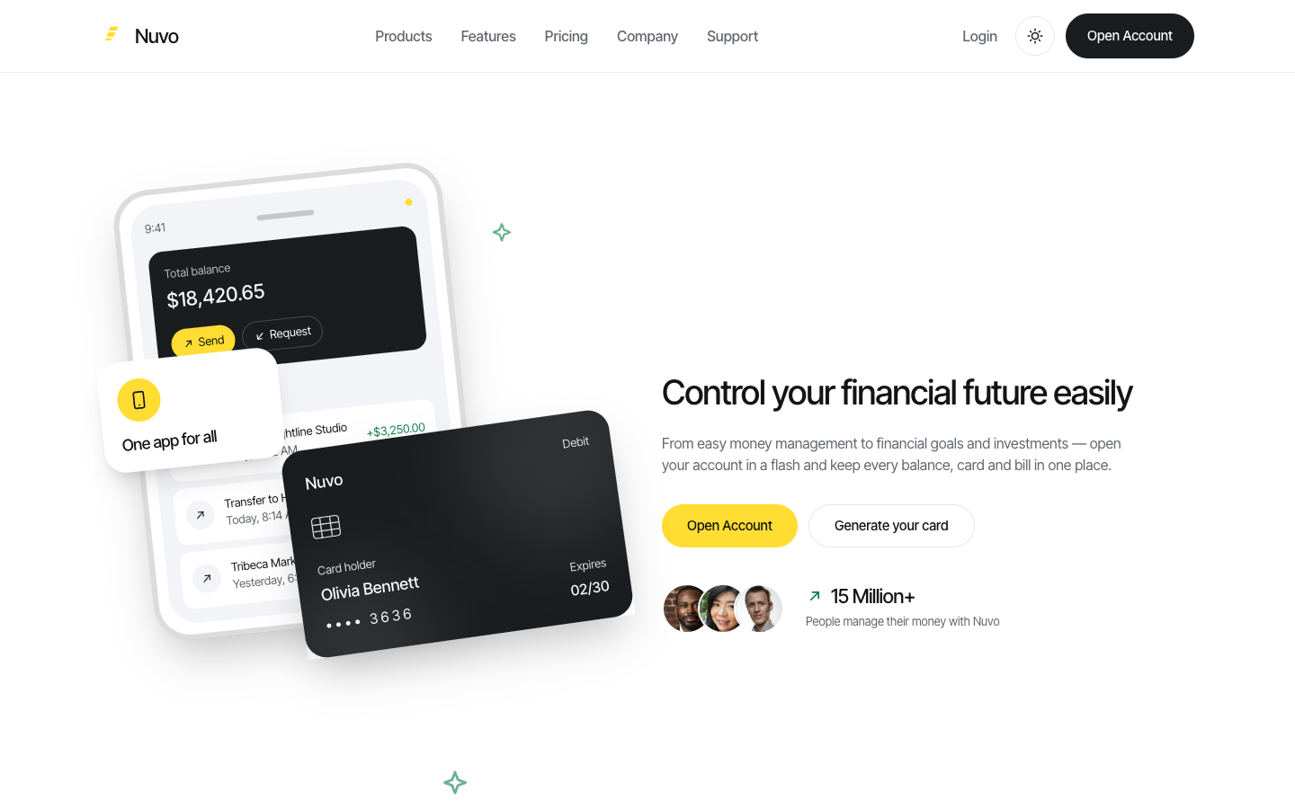 Nuvo Bank website template preview