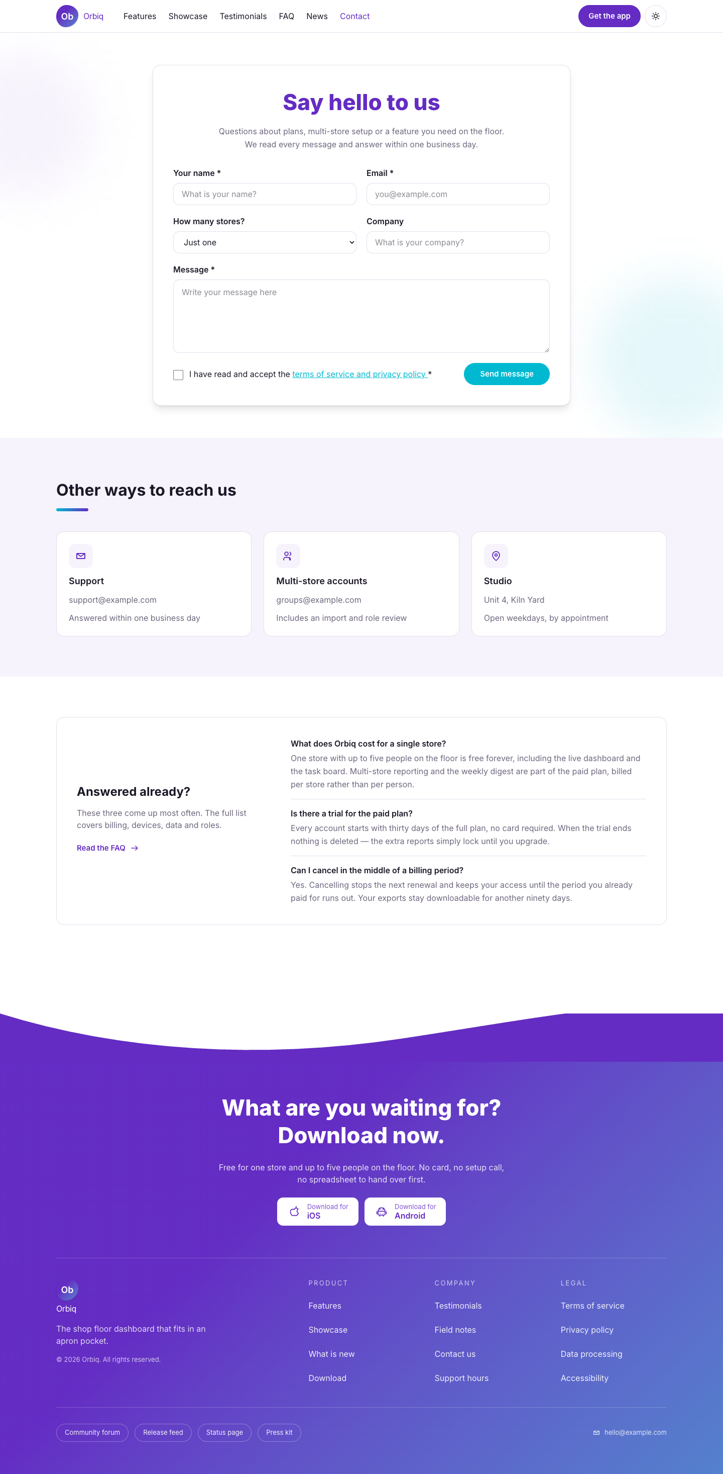 Orbiq website template preview 6