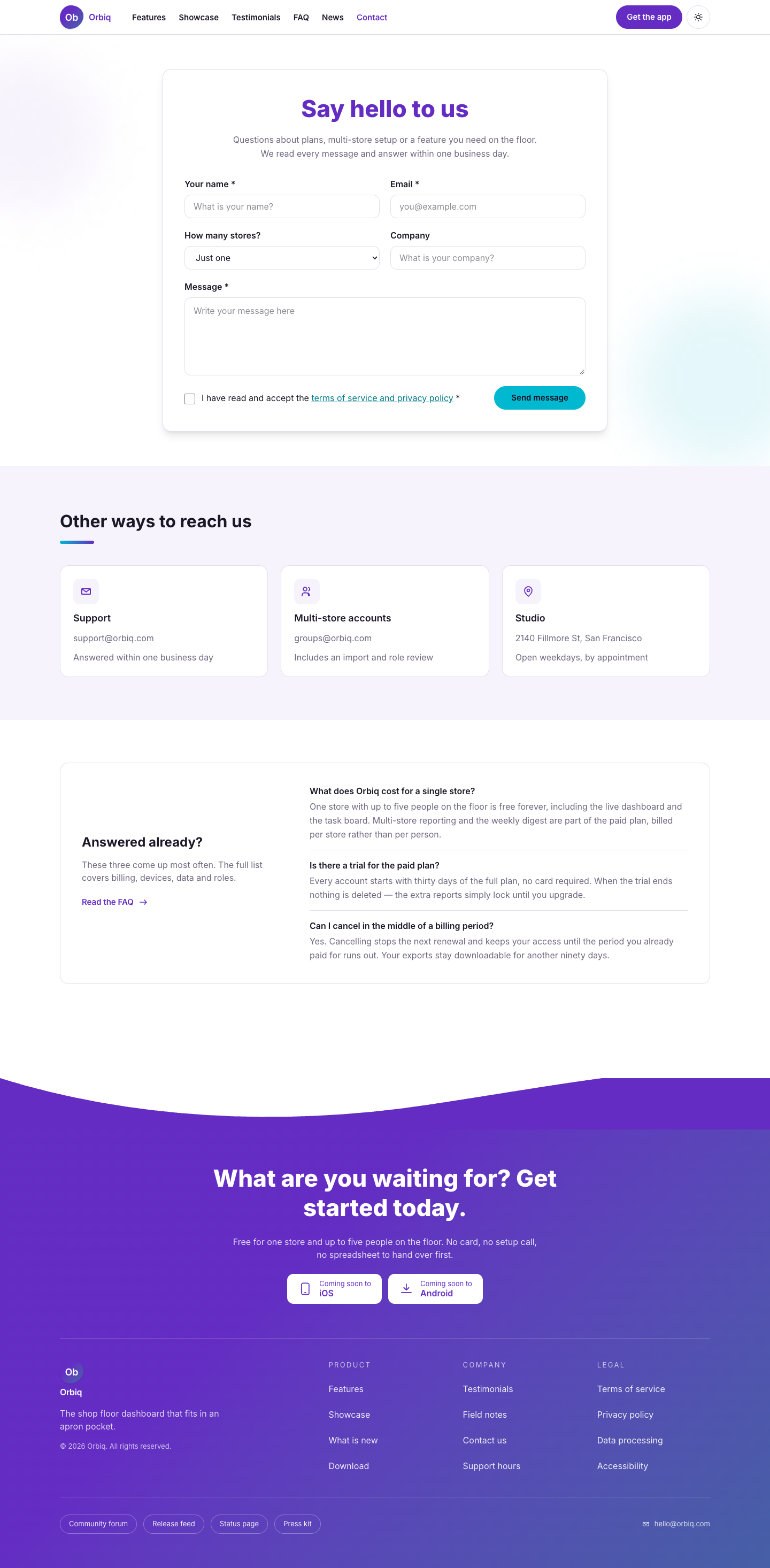 Orbiq website template preview 6