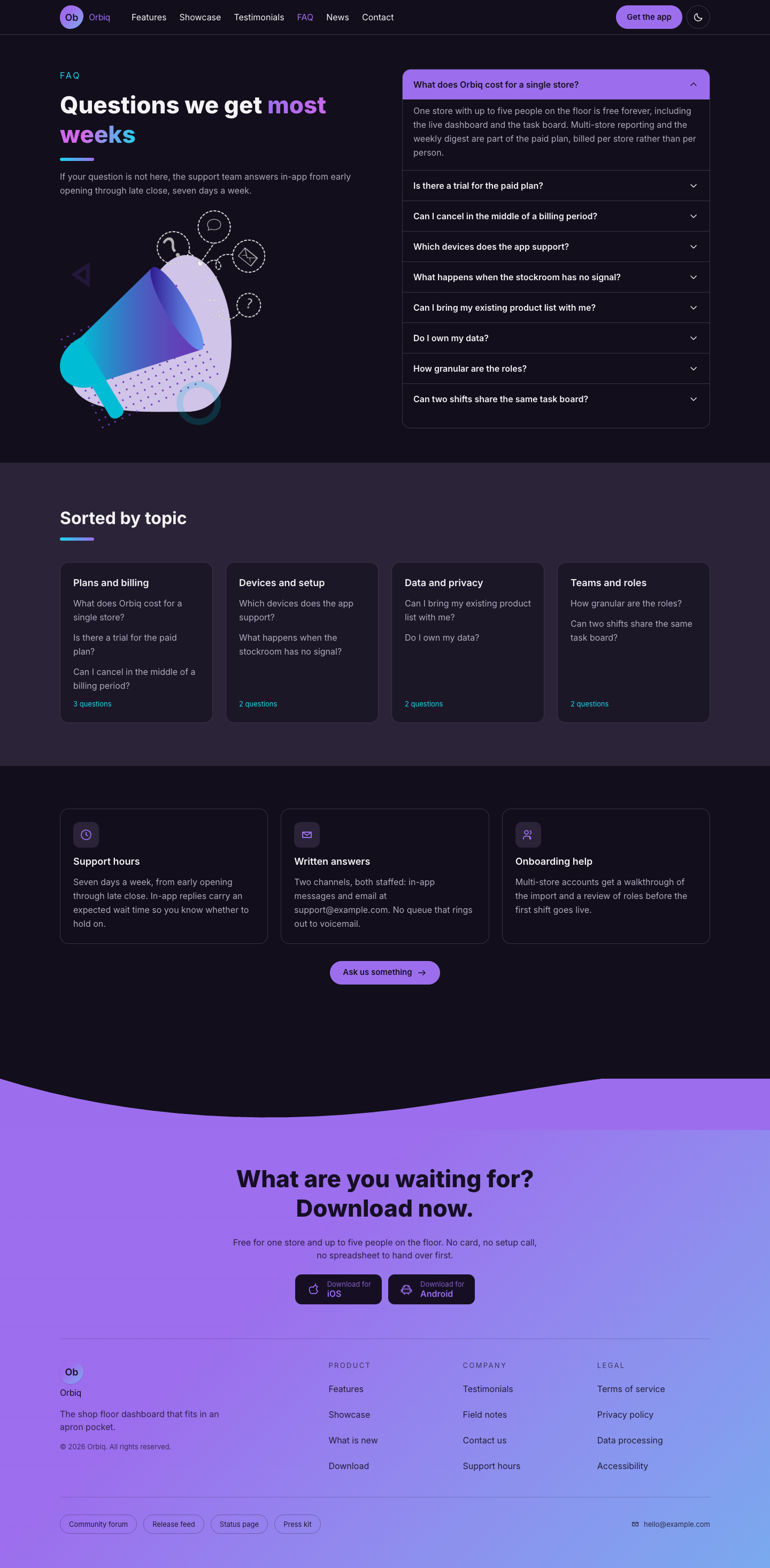 Orbiq website template preview 7